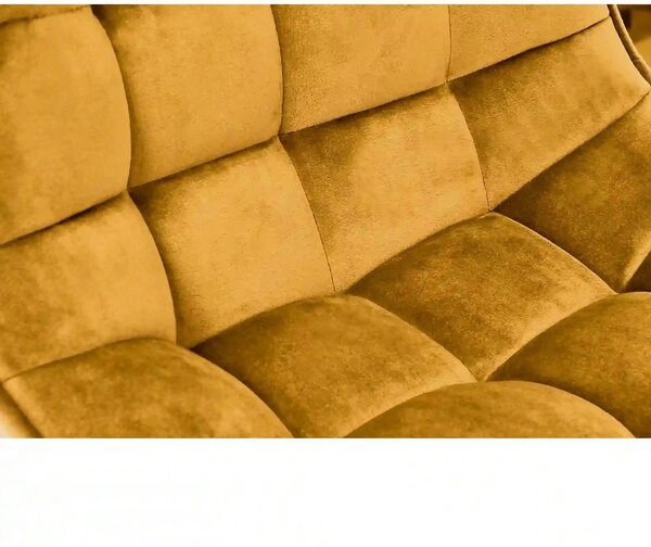 Scaun bar H95, galben mustar - Bluvel 68/negru, stofa catifelata/metal
