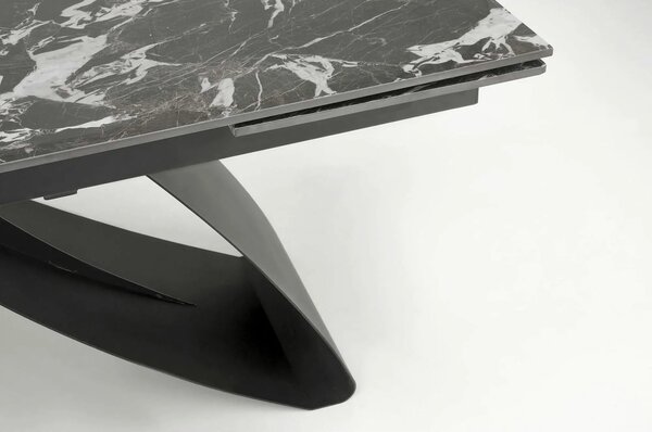 Masa extensibila HILARIO, negru, piatra sinterizata/metal, 180/260x90x