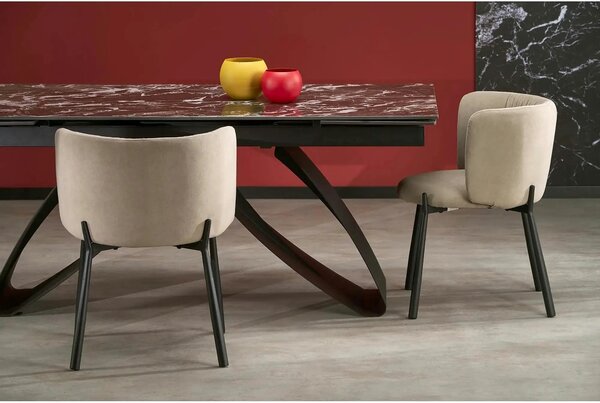 Scaun K531, bej/negru, stofa catifelata/metal, 60x58x76 cm