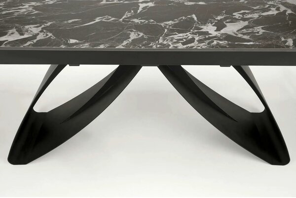 Masa extensibila HILARIO, negru, piatra sinterizata/metal, 180/260x90x