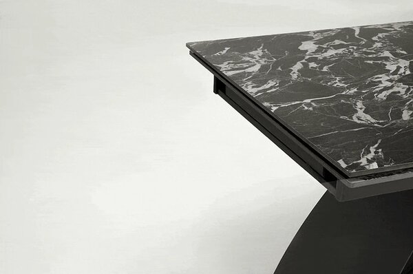 Masa extensibila HILARIO, negru, piatra sinterizata/metal, 180/260x90x