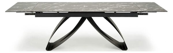 Masa extensibila HILARIO, negru, piatra sinterizata/metal, 180/260x90x
