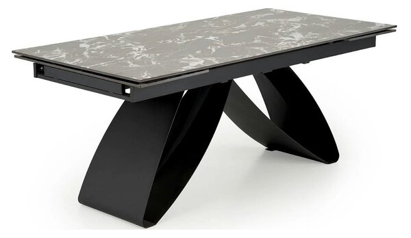 Masa extensibila HILARIO, negru, piatra sinterizata/metal, 180/260x90x