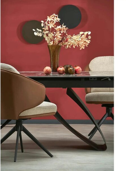 Masa extensibila HILARIO, negru, piatra sinterizata/metal, 180/260x90x