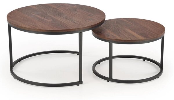 Set 2 masute cafea JAVA, nuc/negru