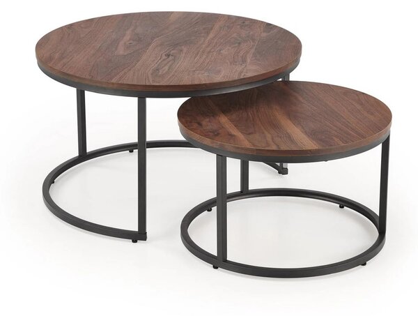 Set 2 masute cafea JAVA, nuc/negru