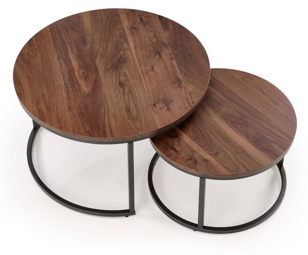 Set 2 masute cafea JAVA, nuc/negru