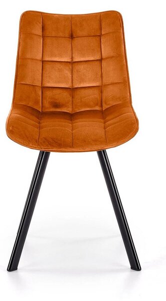 Scaun tapitat stofa K332, caramiziu/negru, catifea/metal, 46x61x84 cm
