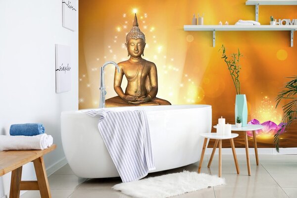 Tapet statuie Buddha pe o floare de lotus