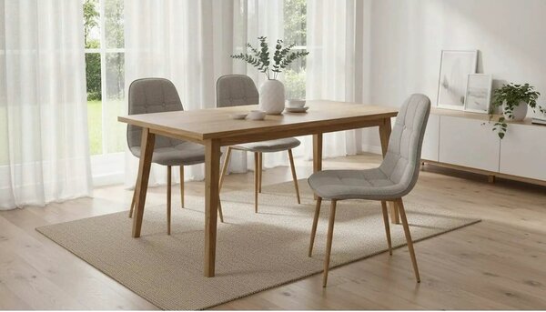Scaun K316, bej/stejar, stofa clasica/metal, 44x56x87 cm