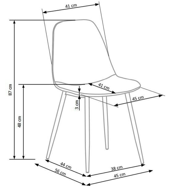 Scaun K316, bej/stejar, stofa clasica/metal, 44x56x87 cm