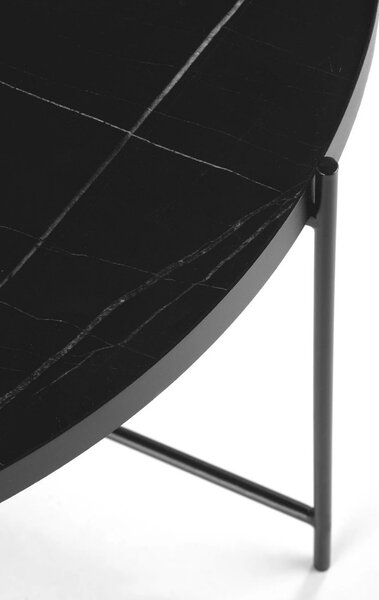 Set 2 masute cafea JULIETA, negru cu efect de marmura/negru