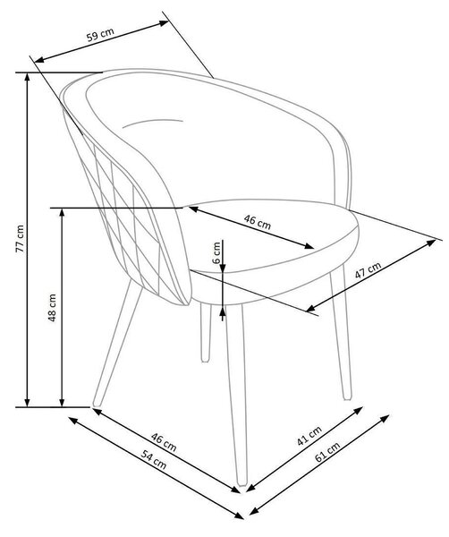 Scaun K430, bej/negru, stofa catifelata/metal, 61x54x77 cm