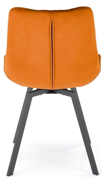 Scaun rotativ K519, caramiziu/negru, stofa catifelata/metal, 54x63x86