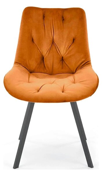 Scaun rotativ K519, caramiziu/negru, stofa catifelata/metal, 54x63x86