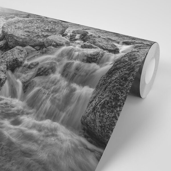 Tapet cascade de munte alb-negru