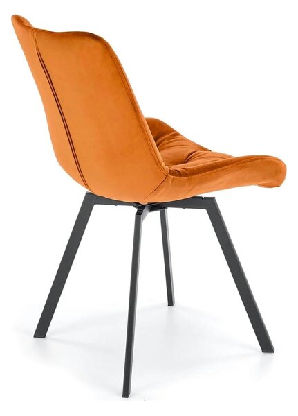 Scaun rotativ K519, caramiziu/negru, stofa catifelata/metal, 54x63x86