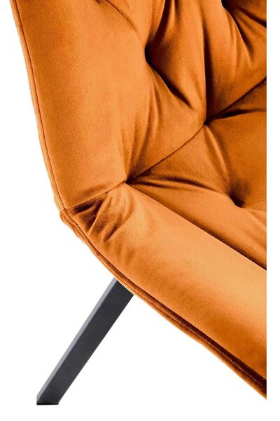 Scaun rotativ K519, caramiziu/negru, stofa catifelata/metal, 54x63x86