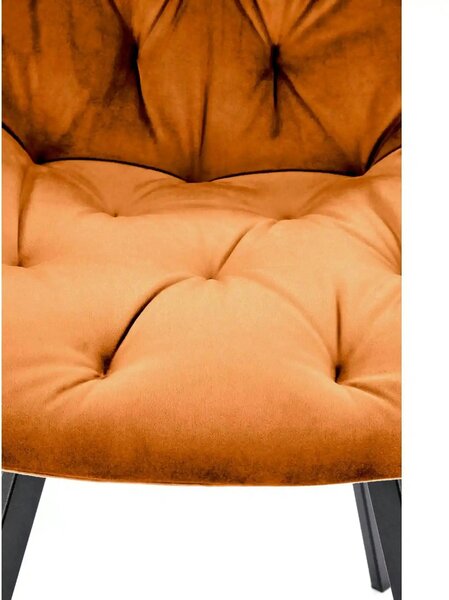 Scaun rotativ K519, caramiziu/negru, stofa catifelata/metal, 54x63x86