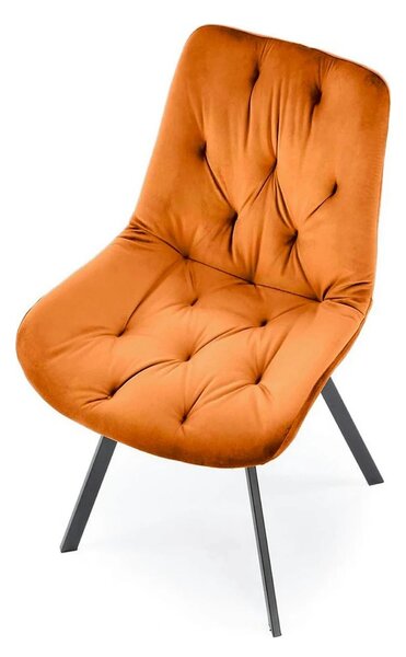 Scaun rotativ K519, caramiziu/negru, stofa catifelata/metal, 54x63x86