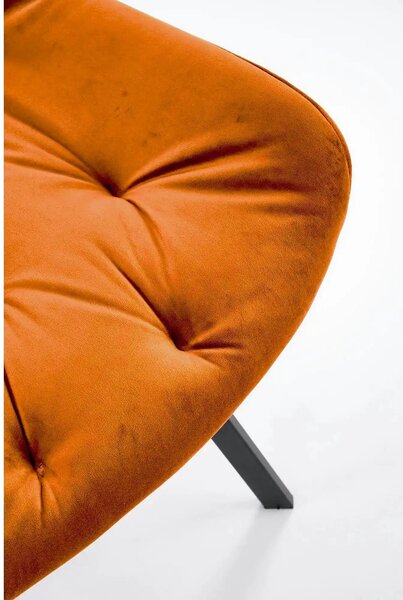 Scaun rotativ K519, caramiziu/negru, stofa catifelata/metal, 54x63x86