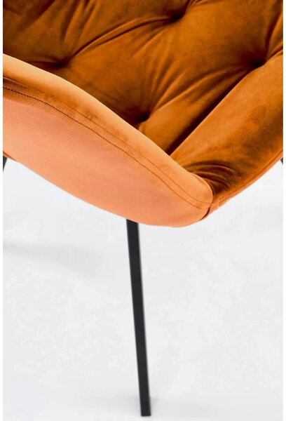 Scaun rotativ K519, caramiziu/negru, stofa catifelata/metal, 54x63x86
