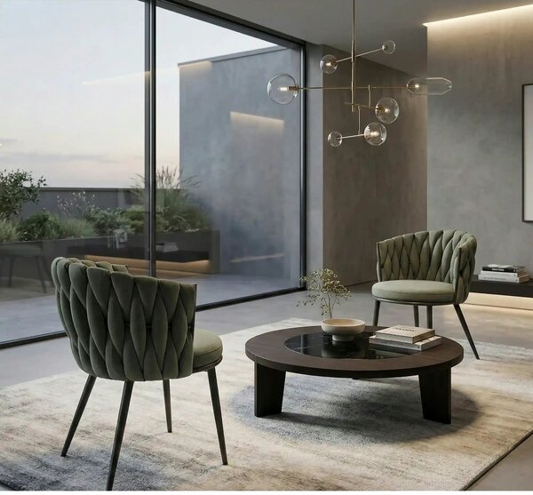 Scaun K516, verde/negru, stofa clasica/metal, 57x60x79 cm