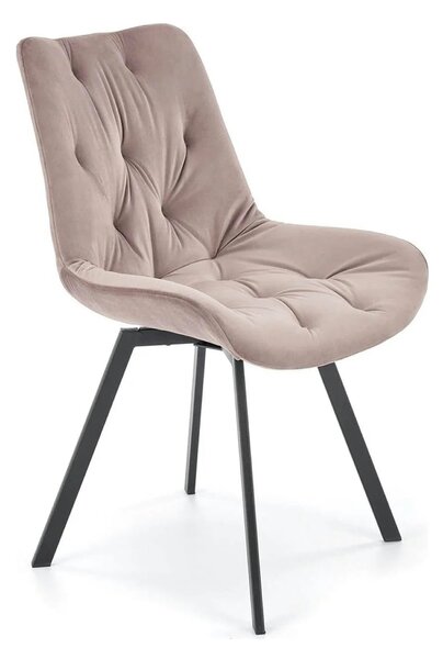 Scaun rotativ K519, bej/negru, stofa catifelata/metal, 54x63x86 cm