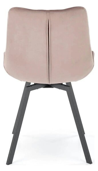 Scaun rotativ K519, bej/negru, stofa catifelata/metal, 54x63x86 cm