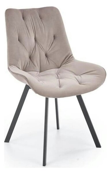 Scaun rotativ K519, bej/negru, stofa catifelata/metal, 54x63x86 cm