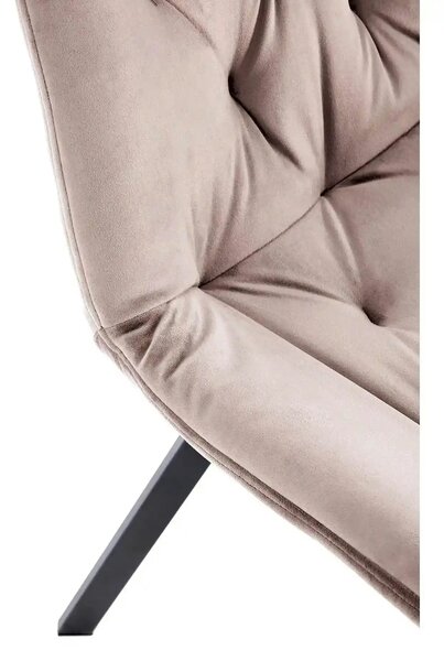 Scaun rotativ K519, bej/negru, stofa catifelata/metal, 54x63x86 cm