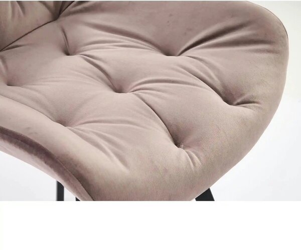 Scaun rotativ K519, bej/negru, stofa catifelata/metal, 54x63x86 cm