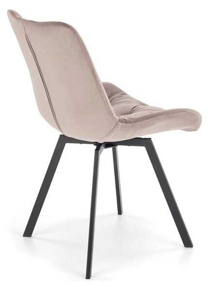 Scaun rotativ K519, bej/negru, stofa catifelata/metal, 54x63x86 cm