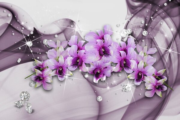 Tapet flori violete pe fundal abstract