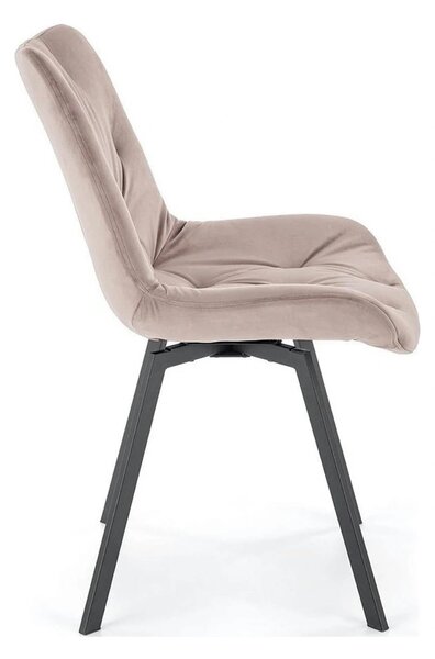 Scaun rotativ K519, bej/negru, stofa catifelata/metal, 54x63x86 cm