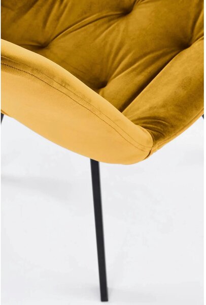 Scaun rotativ K519, galben/negru, stofa catifelata/metal, 54x63x86 cm