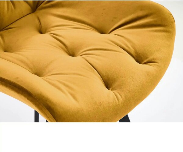 Scaun rotativ K519, galben/negru, stofa catifelata/metal, 54x63x86 cm