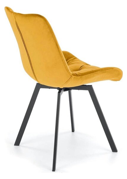 Scaun rotativ K519, galben/negru, stofa catifelata/metal, 54x63x86 cm