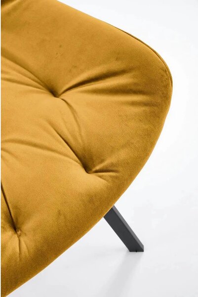 Scaun rotativ K519, galben/negru, stofa catifelata/metal, 54x63x86 cm