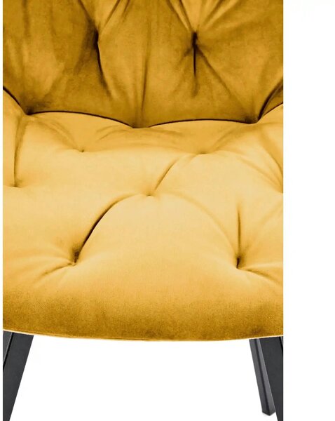 Scaun rotativ K519, galben/negru, stofa catifelata/metal, 54x63x86 cm