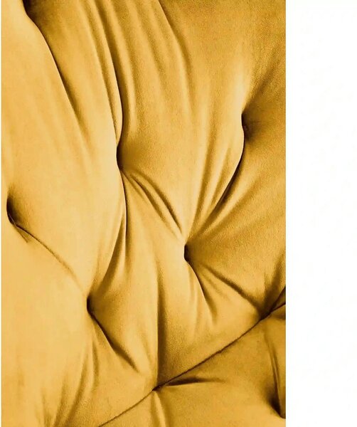 Scaun rotativ K519, galben/negru, stofa catifelata/metal, 54x63x86 cm