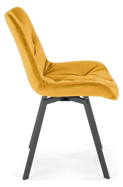 Scaun rotativ K519, galben/negru, stofa catifelata/metal, 54x63x86 cm