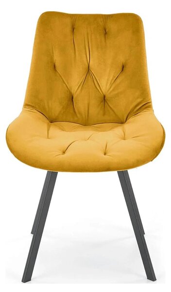 Scaun rotativ K519, galben/negru, stofa catifelata/metal, 54x63x86 cm