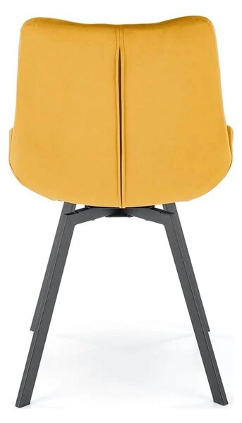 Scaun rotativ K519, galben/negru, stofa catifelata/metal, 54x63x86 cm