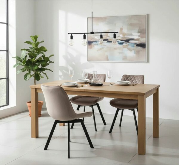 Scaun rotativ bucatarie K520, bej/negru, stofa catifelata/metal, 45x63