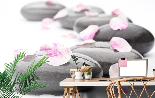 Fototapet pietre wellness cu petalei