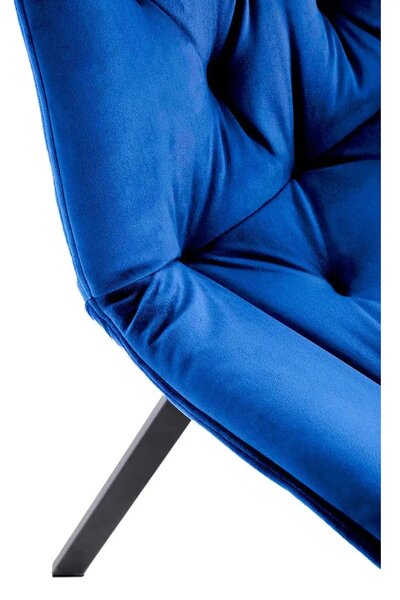 Scaun rotativ K519, albastru/negru, stofa catifelata/metal, 54x63x86 c