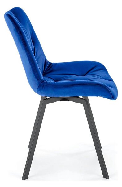 Scaun rotativ K519, albastru/negru, stofa catifelata/metal, 54x63x86 c