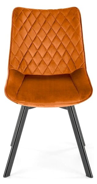 Scaun rotativ K520, caramiziu/negru, stofa catifelata/metal, 45x63x80