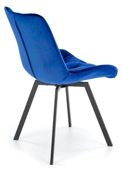 Scaun rotativ K519, albastru/negru, stofa catifelata/metal, 54x63x86 c